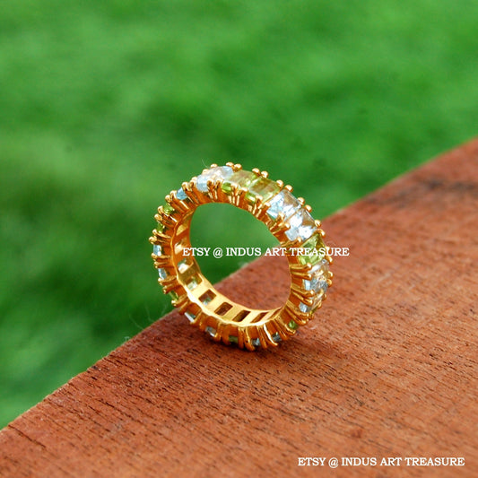 Moonstone - Peridot 18k Gold Plated Ring