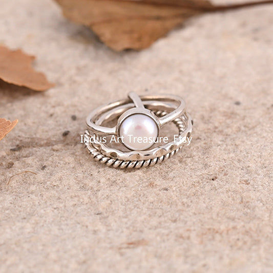 Freshwater Pearl Stacking Ring Set