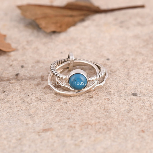 Blue Turquoise Stacking Ring Set