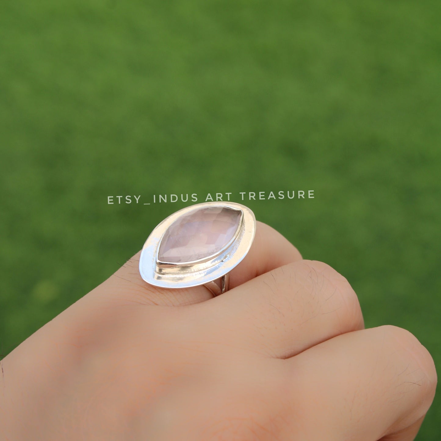 Rose Quartz Marquise Ring