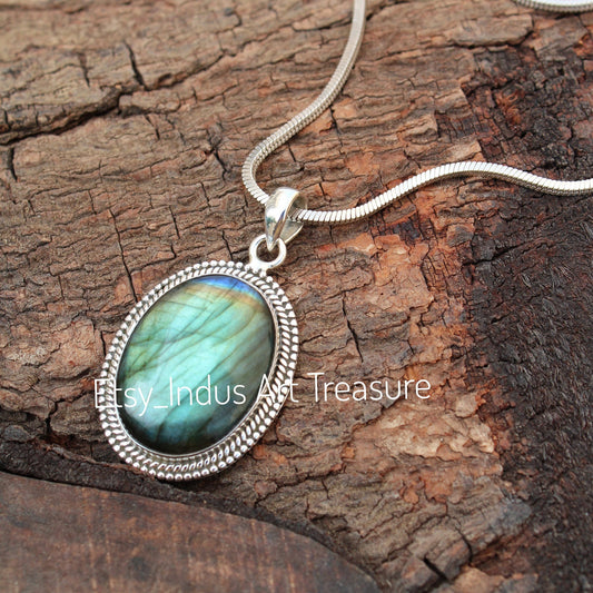 Blue Labradorite Statement Pendant