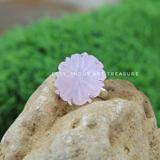 Rose Quartz Floral Ring