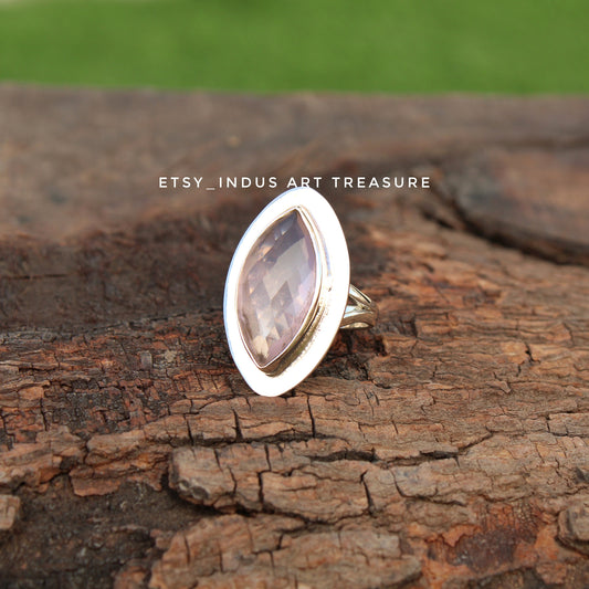 Rose Quartz Marquise Ring