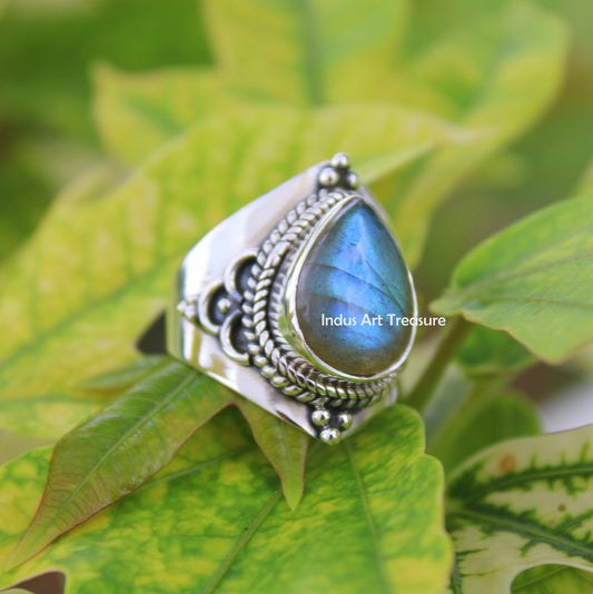Blue Labradorite Boho Ring