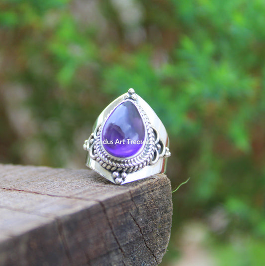 Amethyst Boho Ring