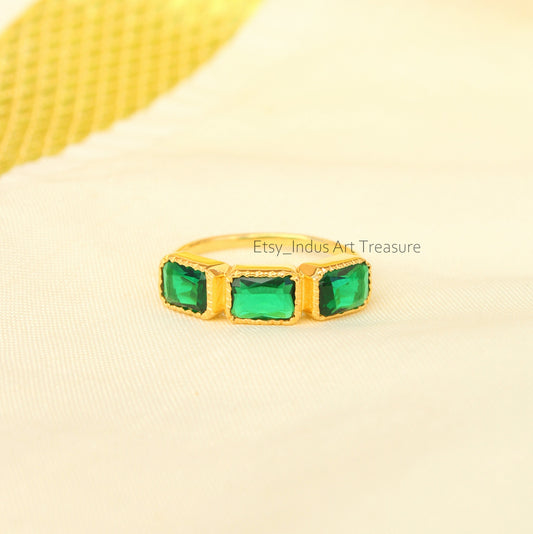 Green Tsavorite 18k Gold Plated Ring