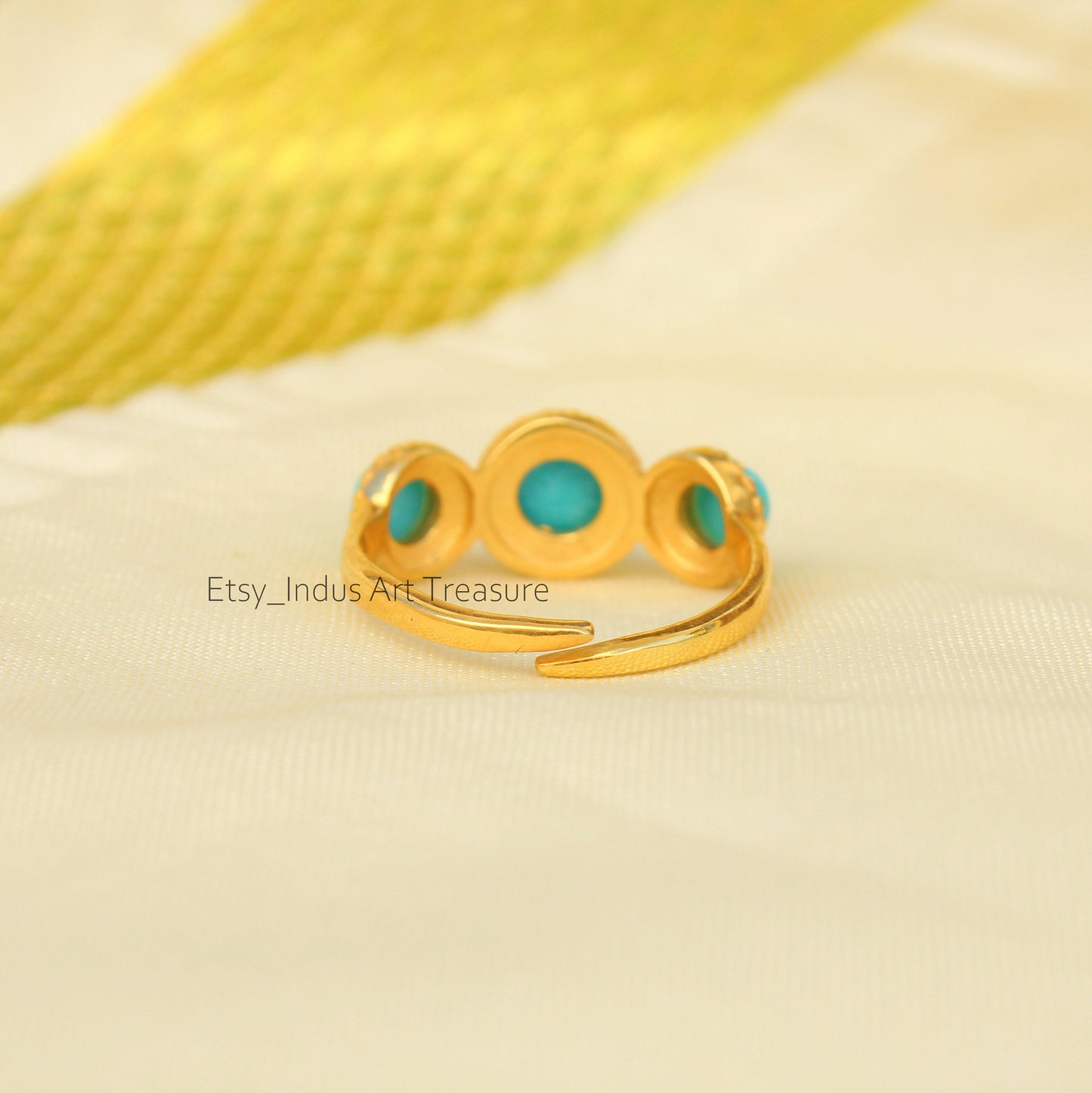 Blue Turquoise Gold Plated Ring
