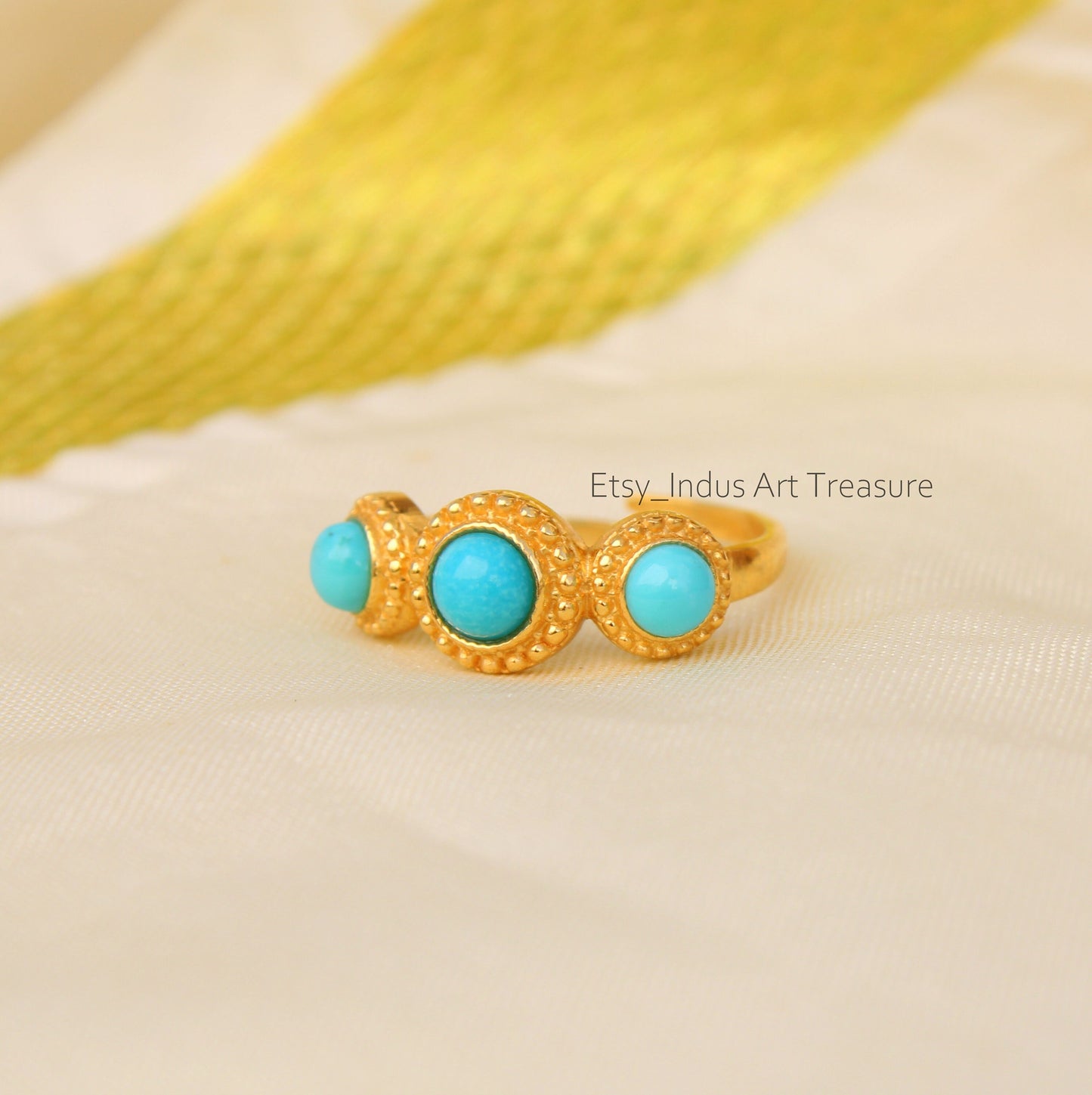 Blue Turquoise Gold Plated Ring