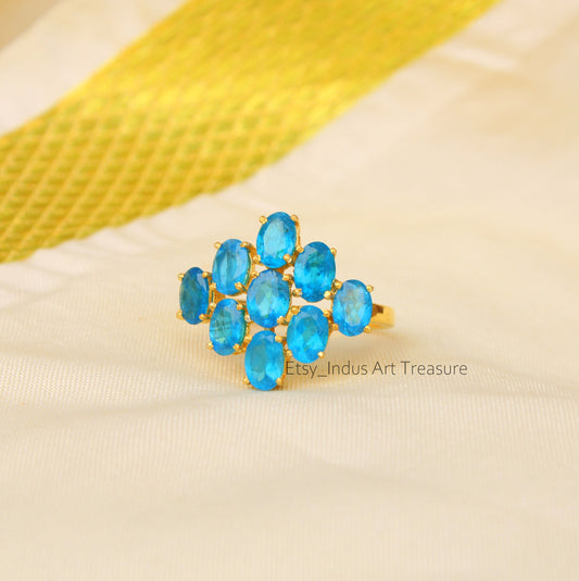 Blue Topaz Gold 18k Gold Plated Ring