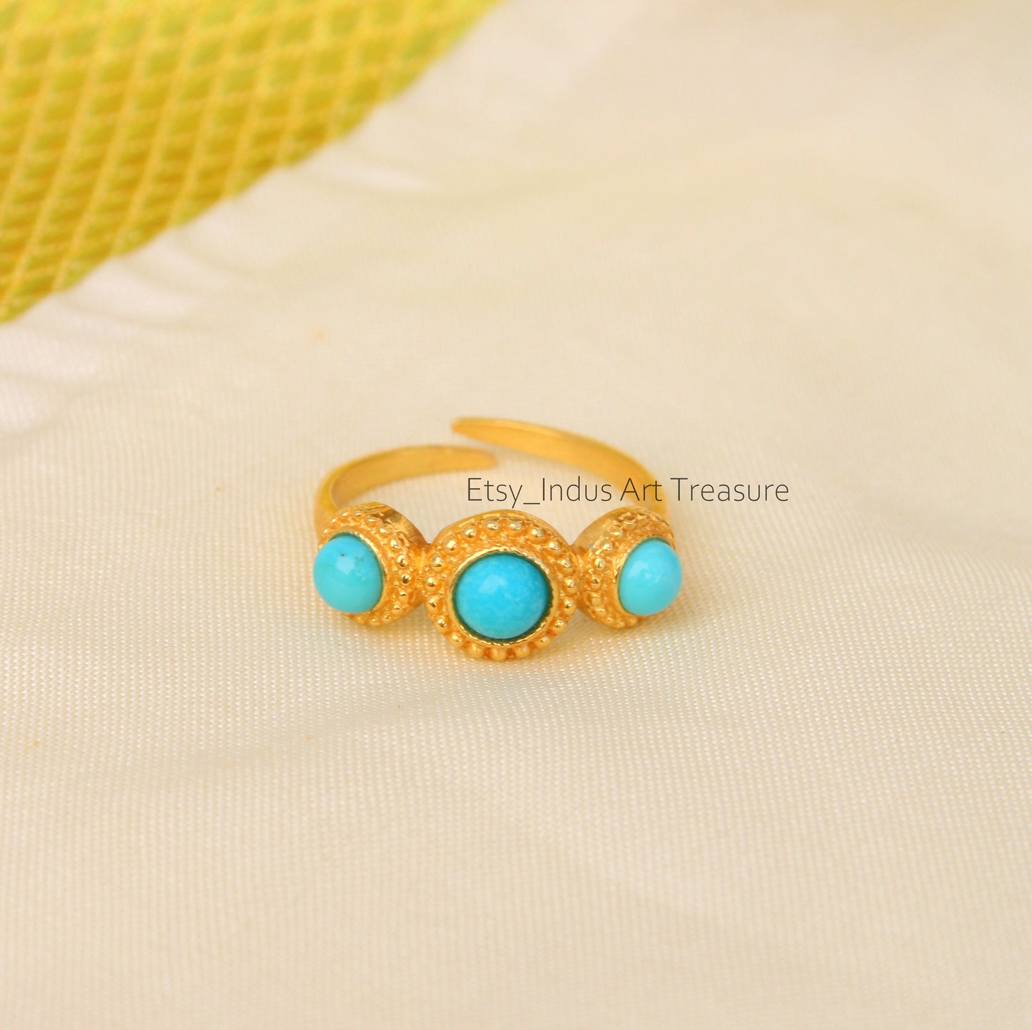 Blue Turquoise Gold Plated Ring
