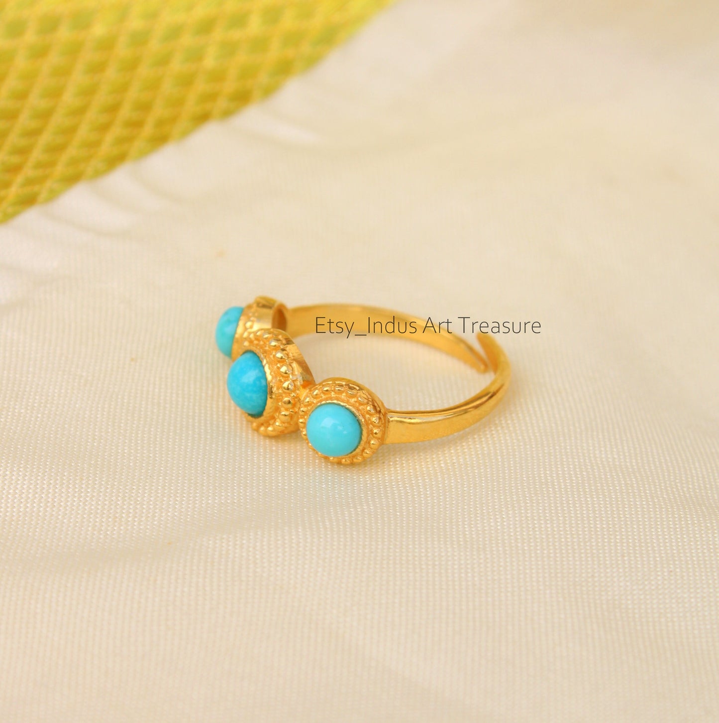 Blue Turquoise Gold Plated Ring