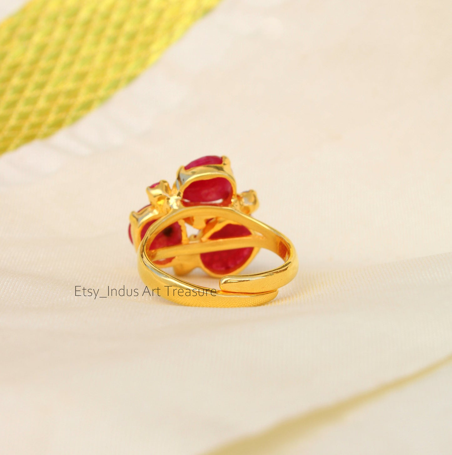 Glass filled Ruby 18k Gold Plated Ring