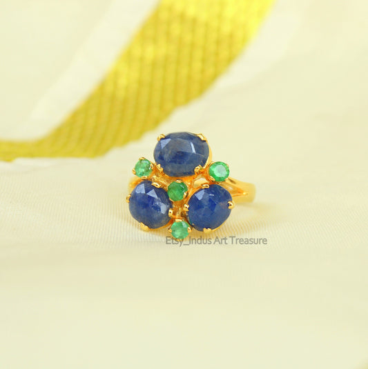 Blue Sapphire Gold Cocktail Ring