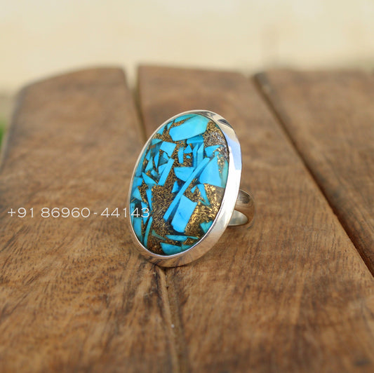 Oyster Copper Turquoise Statement Ring