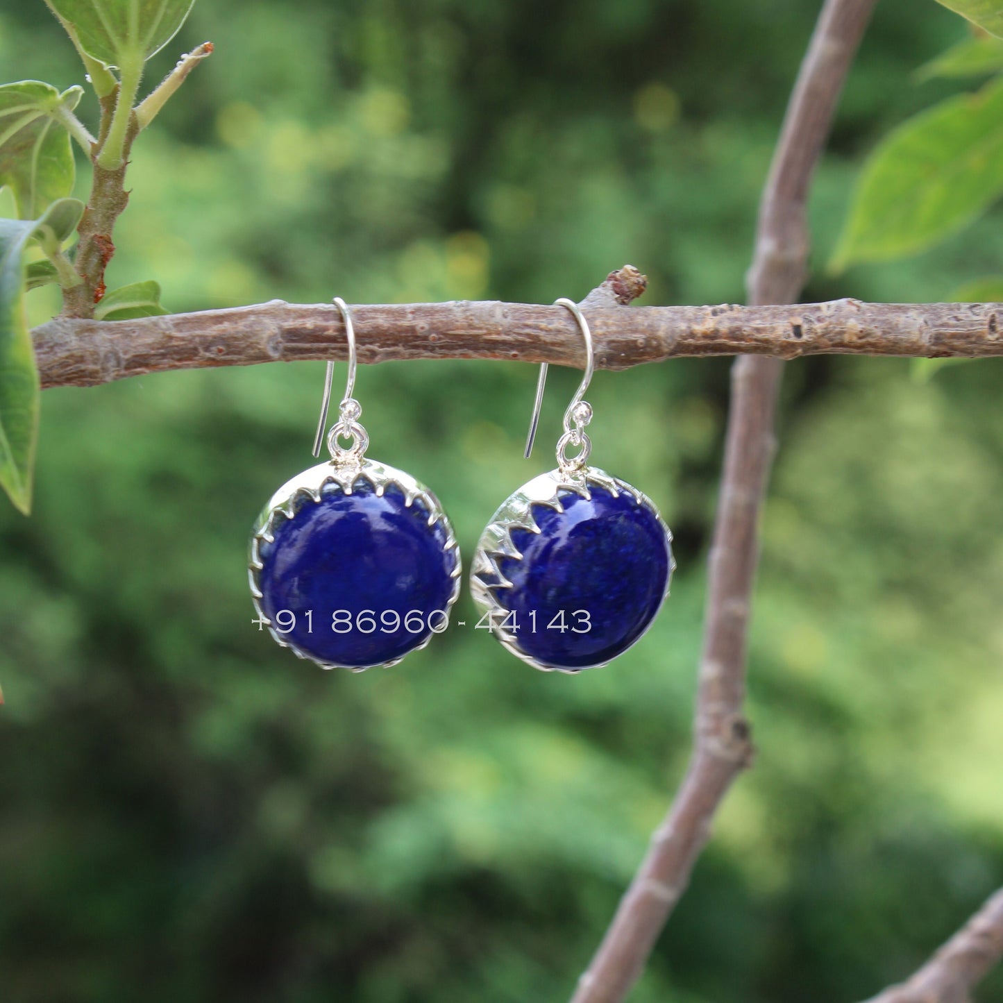 Lapis big Round Earrings