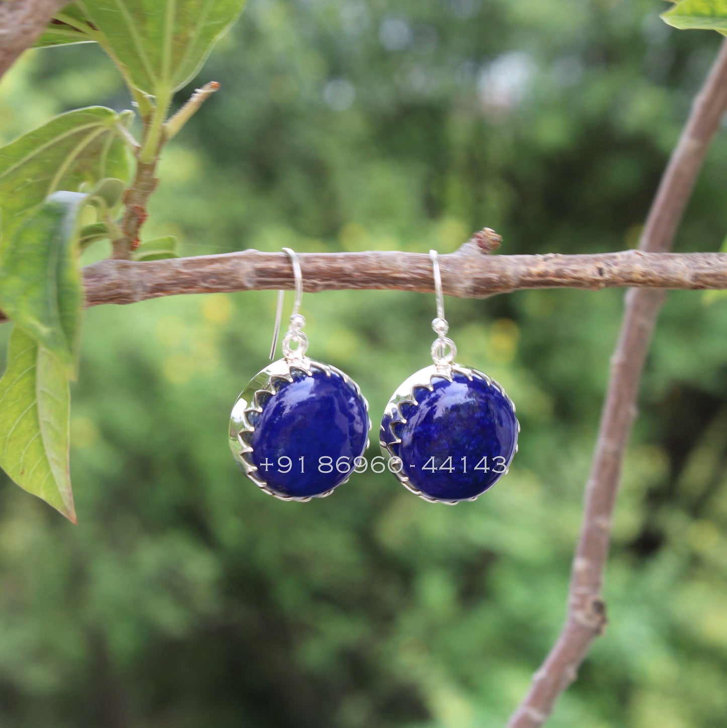 Lapis big Round Earrings