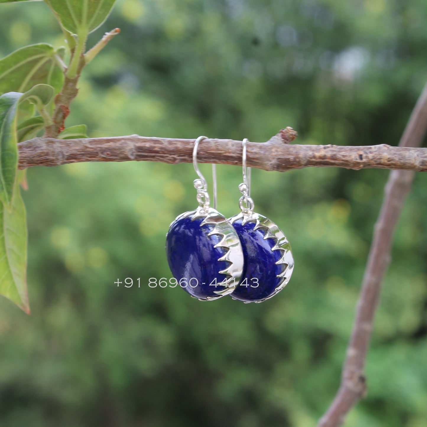 Lapis big Round Earrings