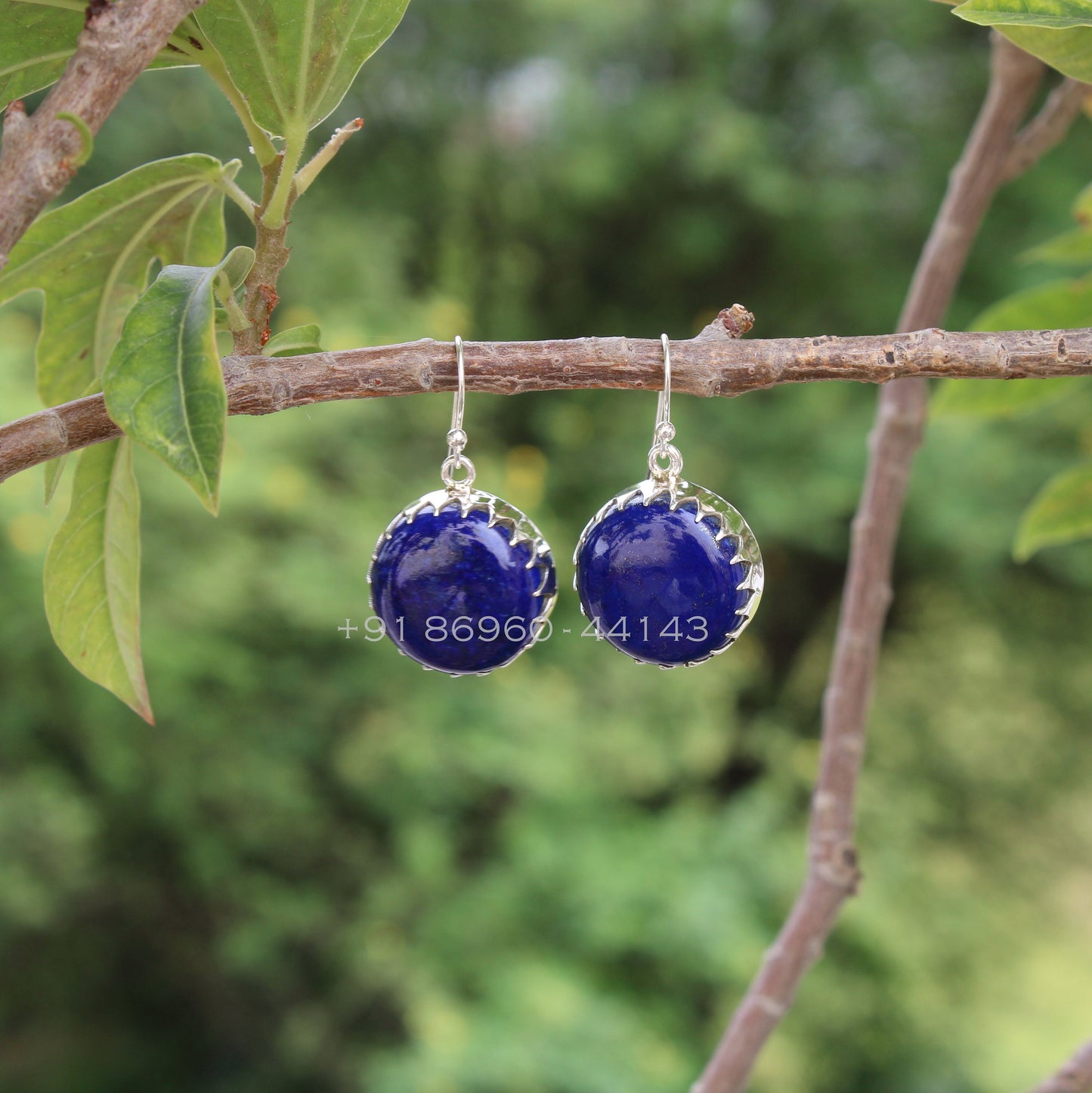Lapis big Round Earrings