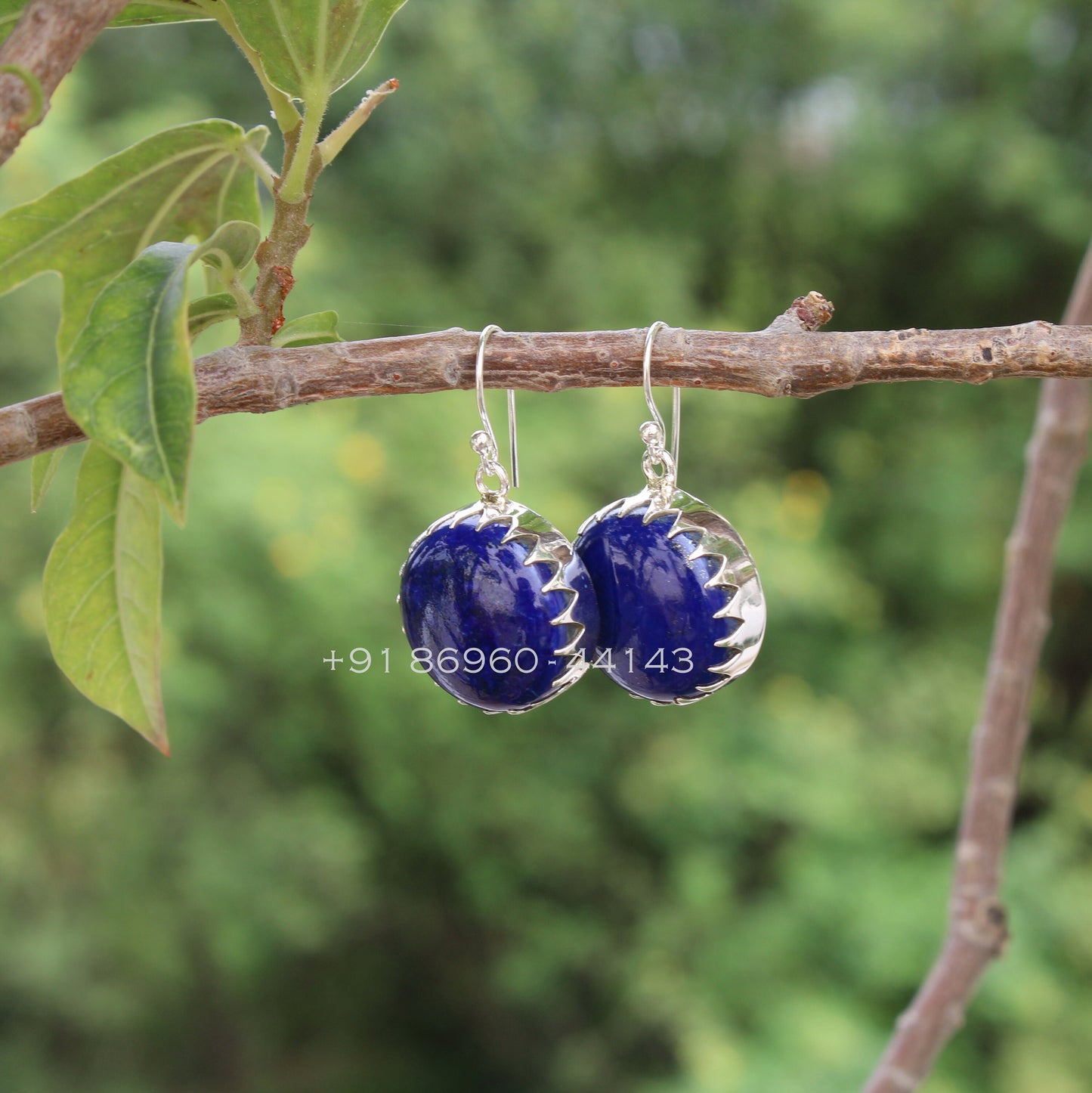 Lapis big Round Earrings
