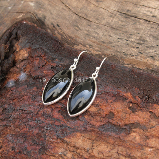 Black Onyx Marquise Earrings