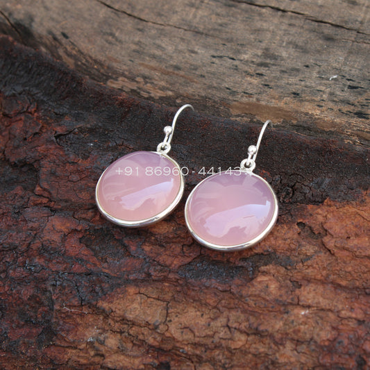 Pink Chalcedony Teardrop Earrings
