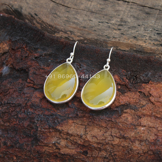Yellow Onyx Teardrop Earrings