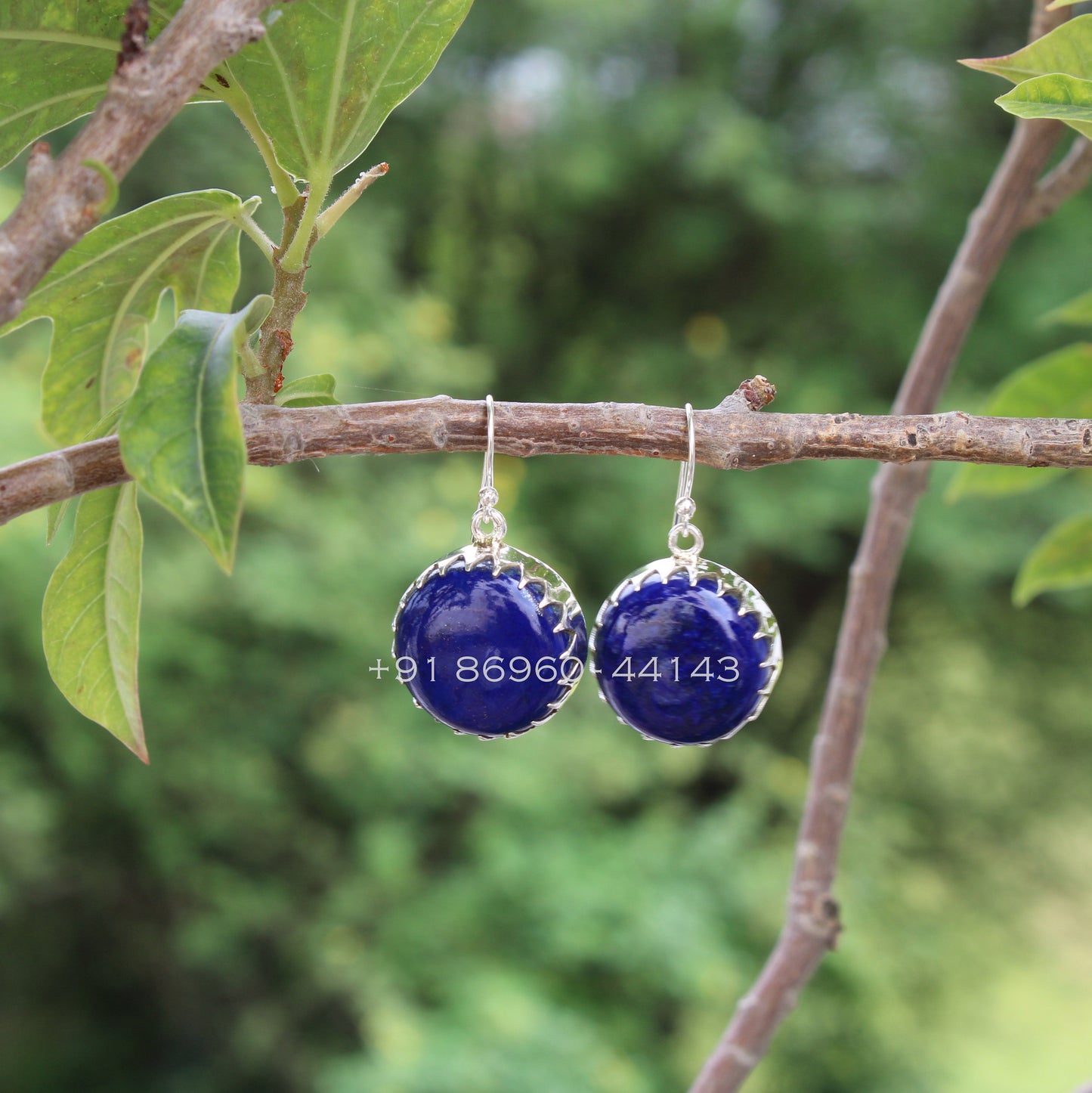 Lapis big Round Earrings