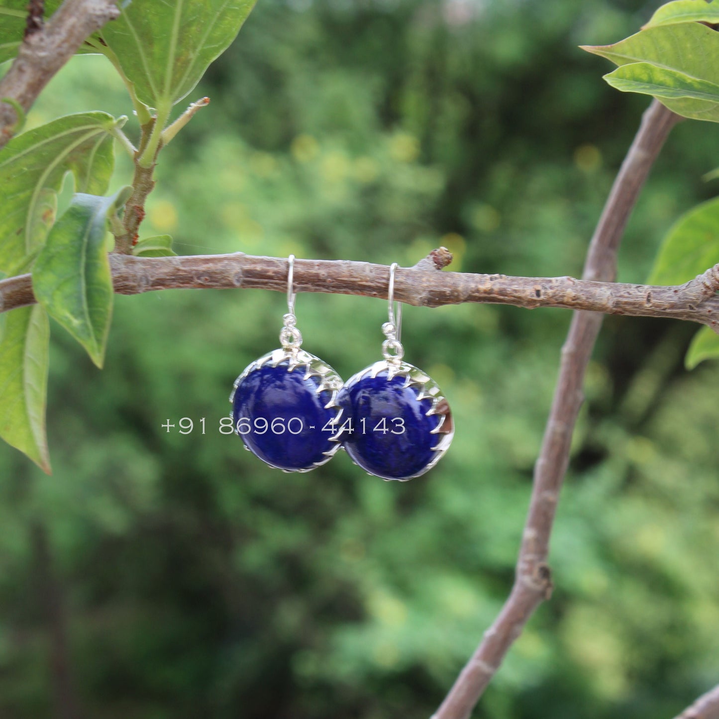 Lapis big Round Earrings
