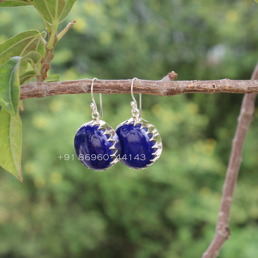 Lapis big Round Earrings