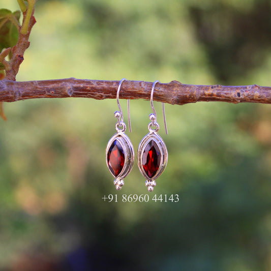 Red Garnet Marquise Earrings